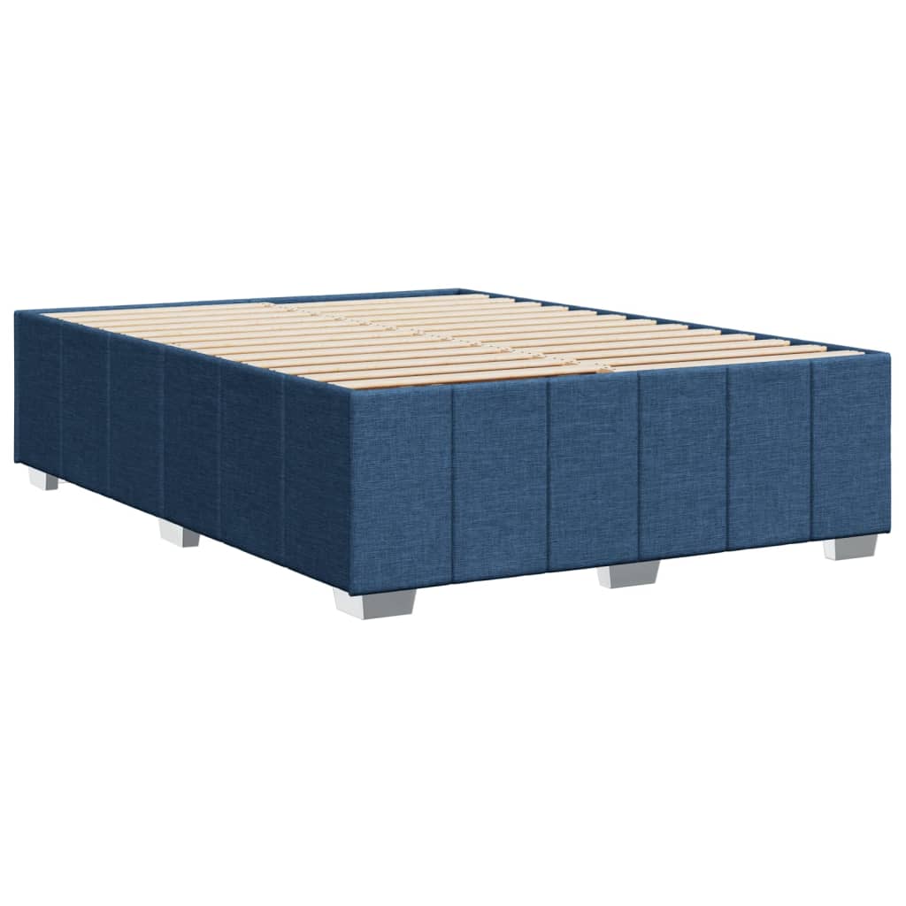 Estrutura de cama sem colchão 140x190 cm tecido azul