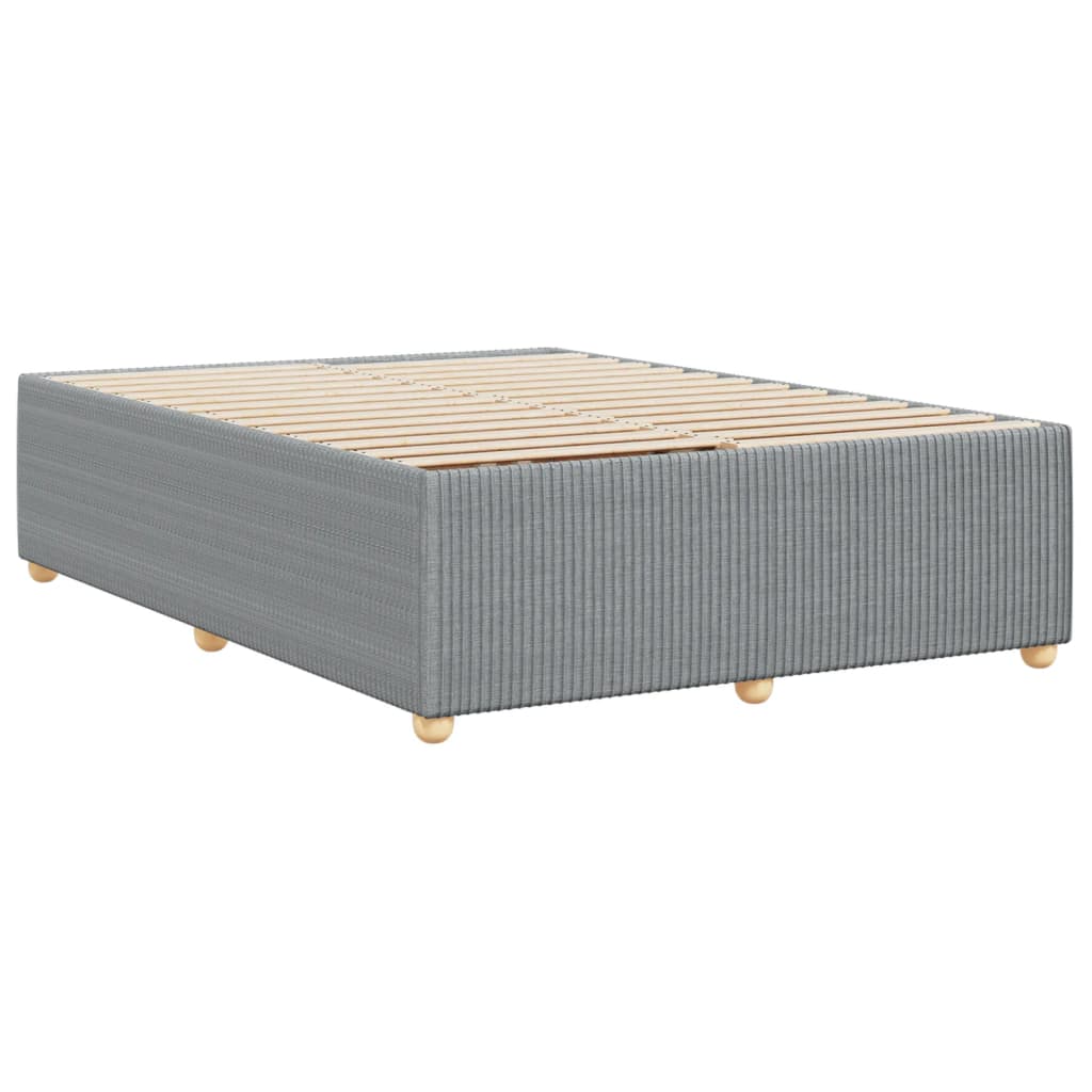 Estrutura de cama sem colchão 140x190 cm tecido cinzento-claro