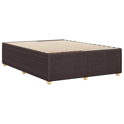 Estrutura de cama sem colchão 140x190 cm tecido castanho-escuro