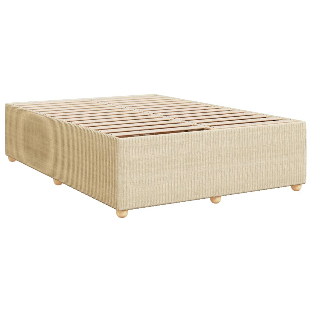 Estrutura de cama sem colchão 140x190 cm tecido cor creme