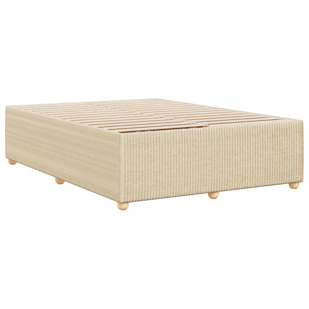 Estrutura de cama sem colchão 140x190 cm tecido cor creme