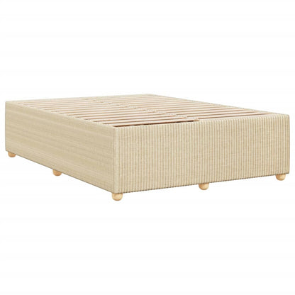 Estrutura de cama sem colchão 140x190 cm tecido cor creme