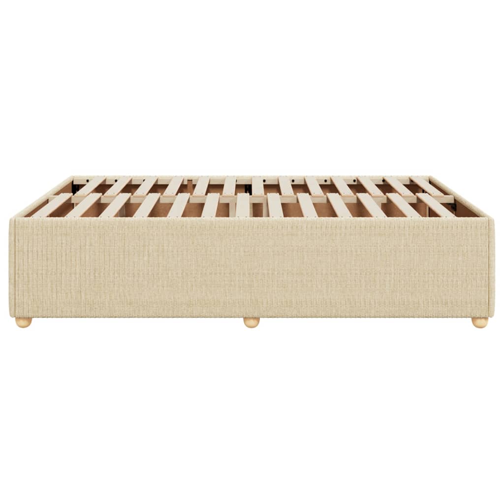 Estrutura de cama sem colchão 140x190 cm tecido cor creme