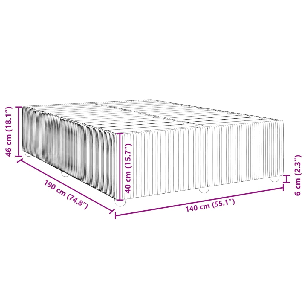 Estrutura de cama sem colchão 140x190 cm tecido cor creme