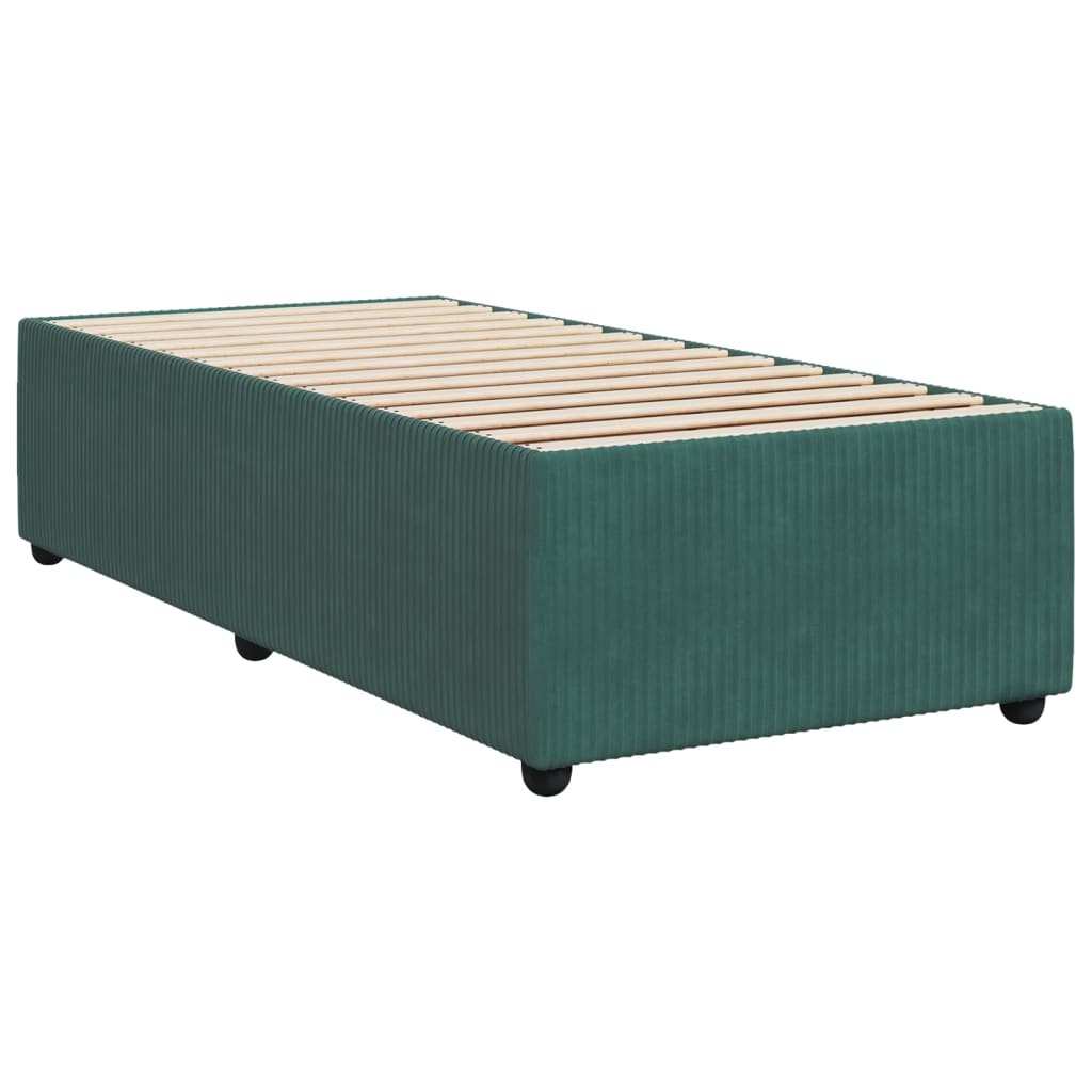 Estrutura de cama sem colchão 80x200 cm veludo verde-escuro