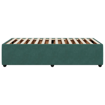 Estrutura de cama sem colchão 80x200 cm veludo verde-escuro