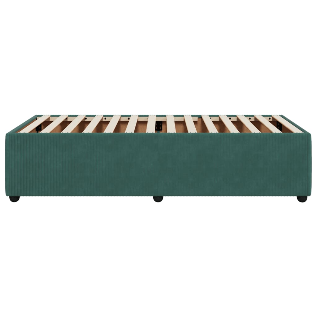 Estrutura de cama sem colchão 90x200 cm veludo verde-escuro