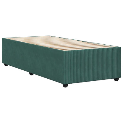 Estrutura de cama sem colchão 90x200 cm veludo verde-escuro