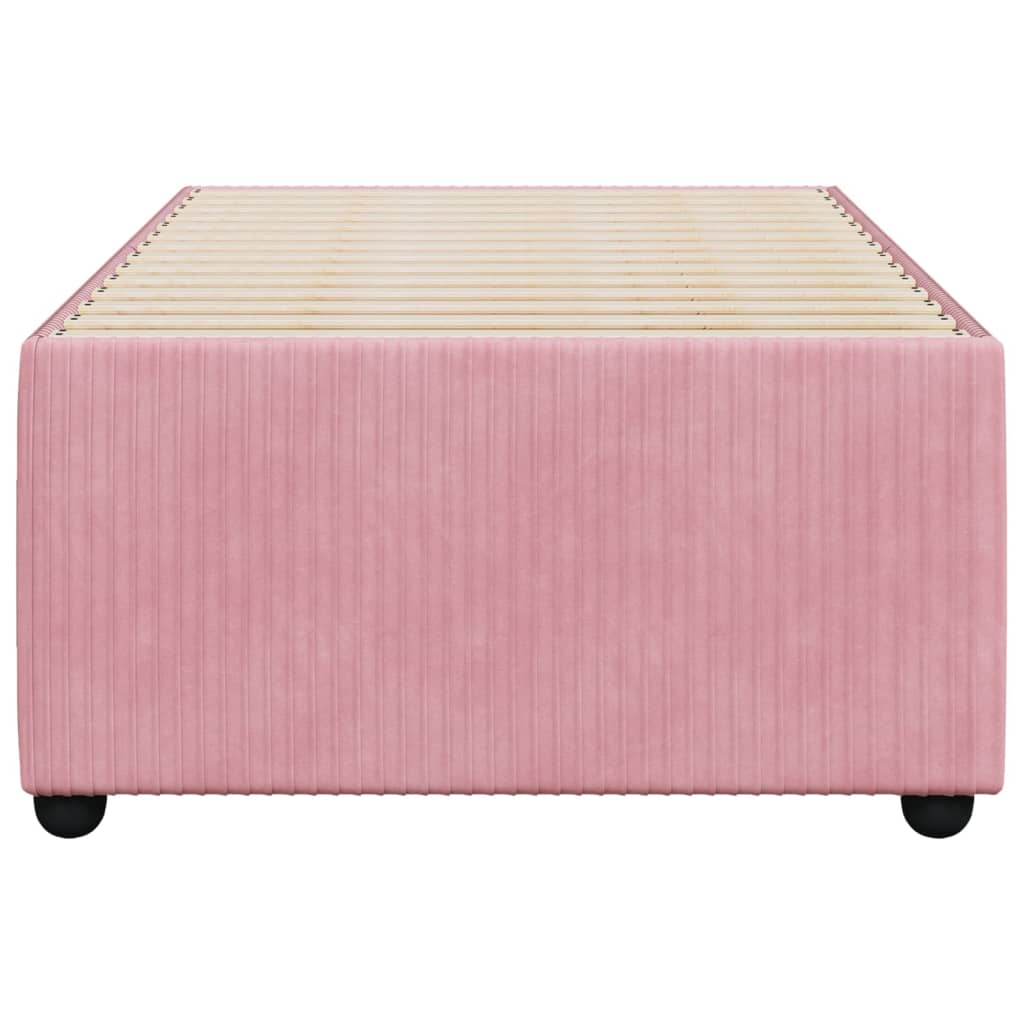 Estrutura de cama 90x200 cm veludo rosa