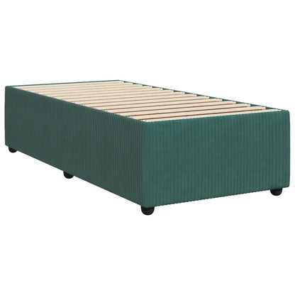 Estrutura de cama sem colchão 100x200 cm veludo verde-escuro