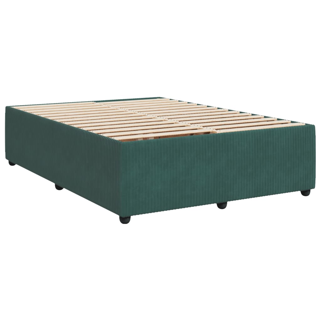 Estrutura de cama sem colchão 140x190 cm veludo verde-escuro