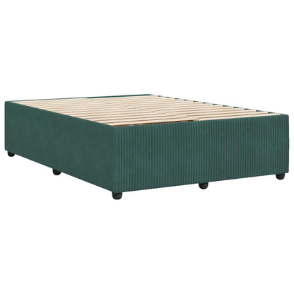 Estrutura de cama sem colchão 140x190 cm veludo verde-escuro