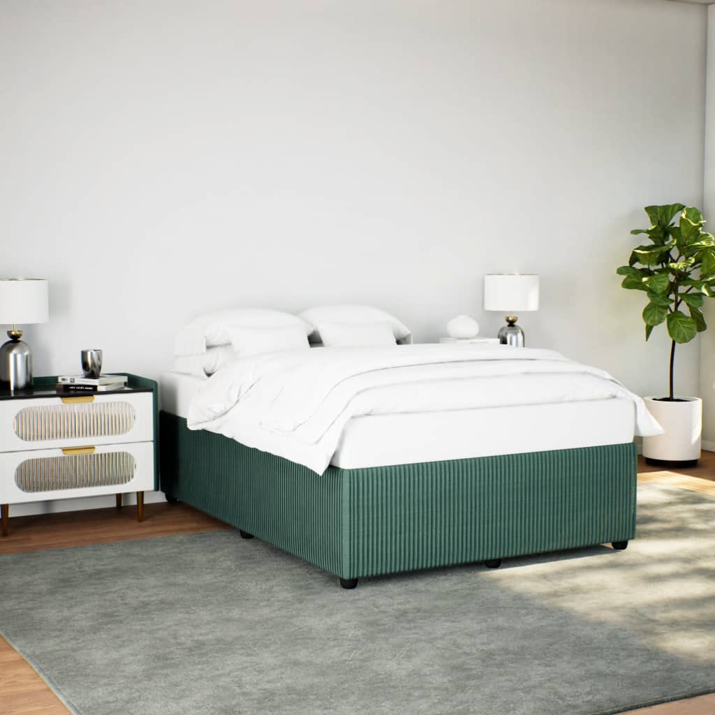 Estrutura de cama sem colchão 140x190 cm veludo verde-escuro