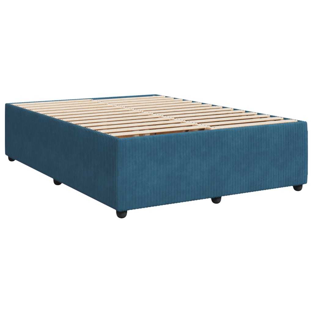 Estrutura de cama 140x190 cm veludo azul