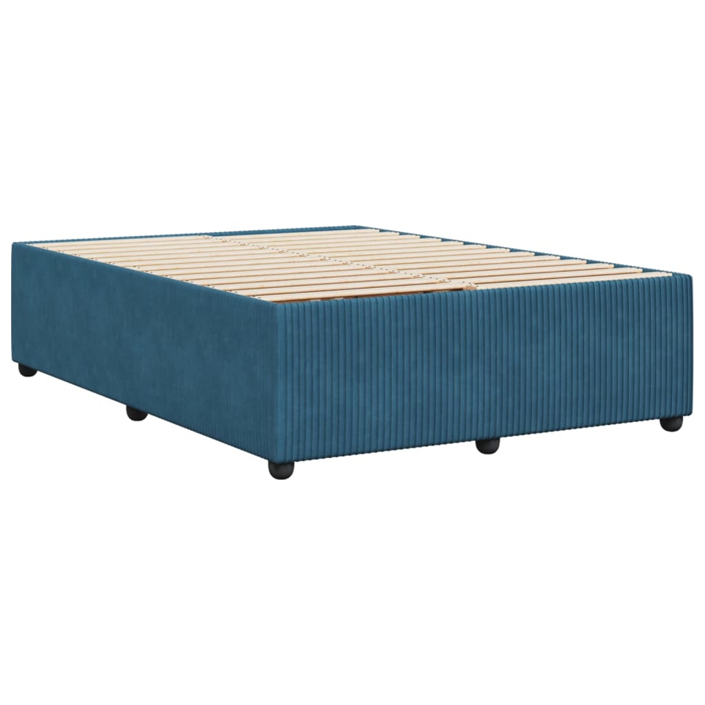 Estrutura de cama 140x190 cm veludo azul