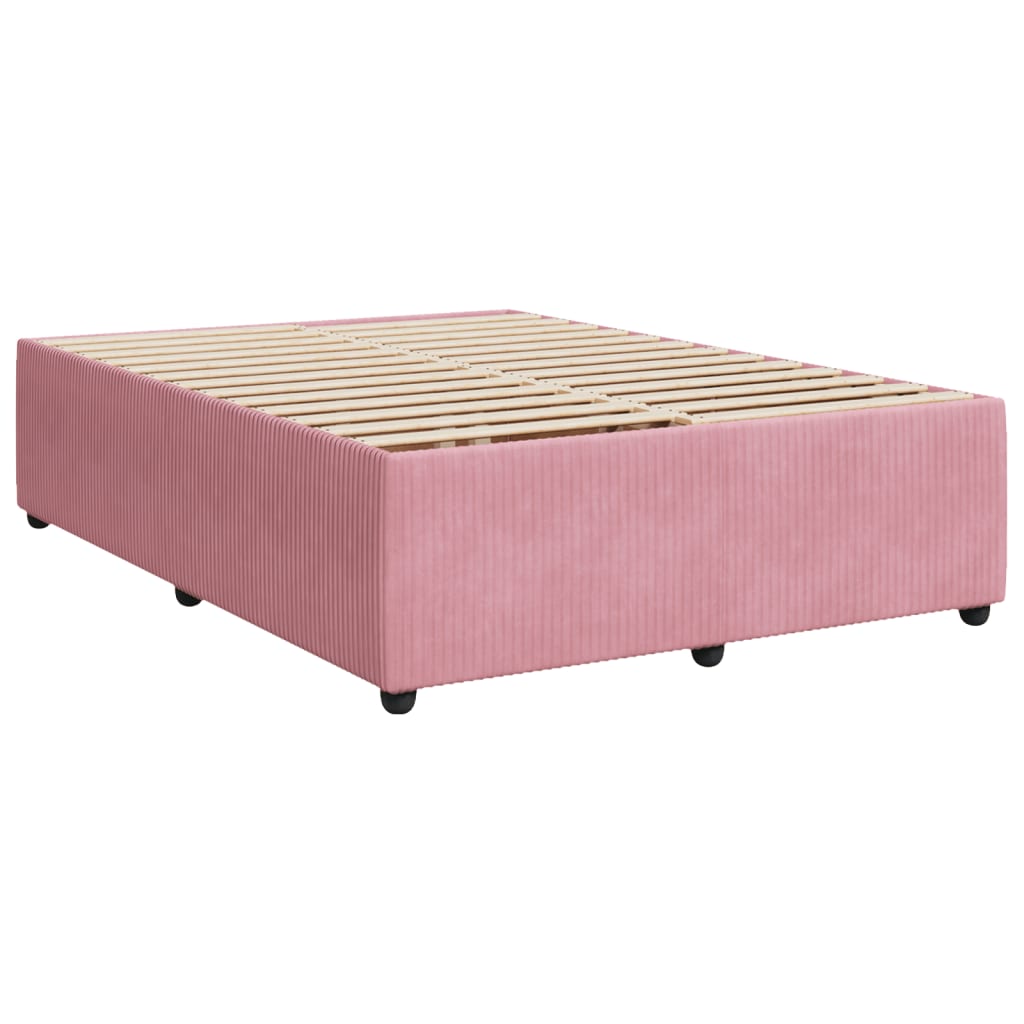 Estrutura de cama 140x190 cm veludo rosa