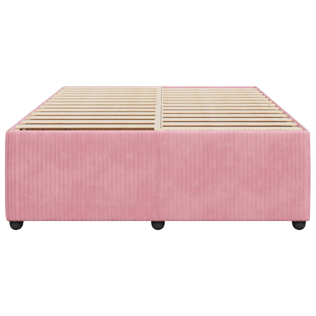 Estrutura de cama 140x190 cm veludo rosa