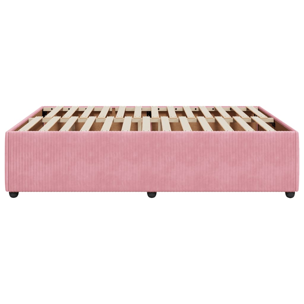 Estrutura de cama 140x190 cm veludo rosa