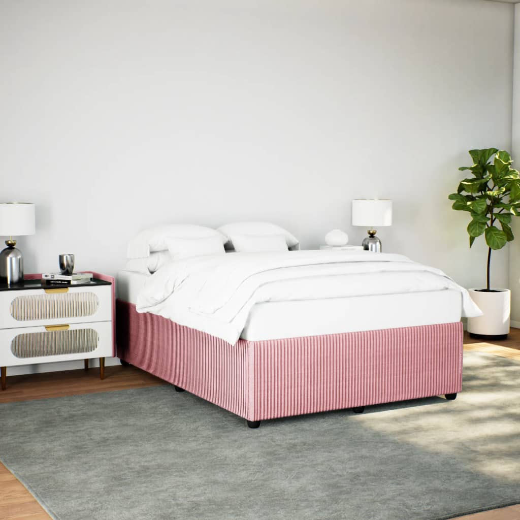 Estrutura de cama 140x190 cm veludo rosa