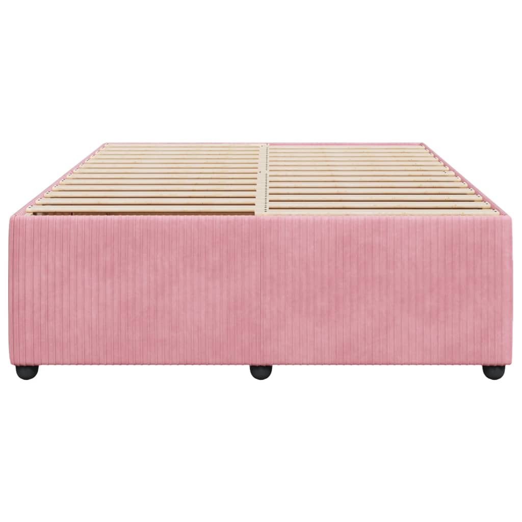 Estrutura de cama 140x200 cm veludo rosa