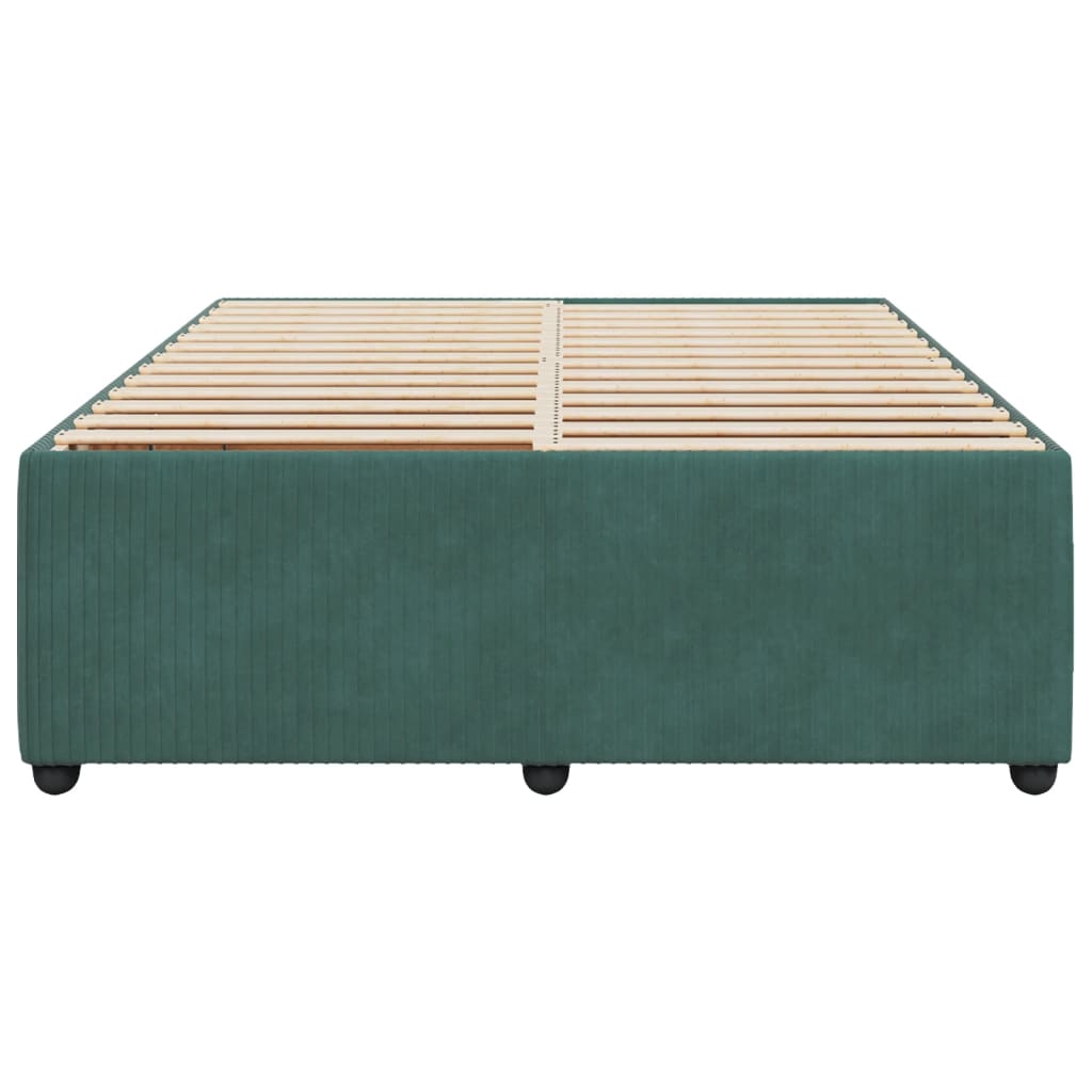 Estrutura de cama sem colchão 160x200 cm veludo verde-escuro