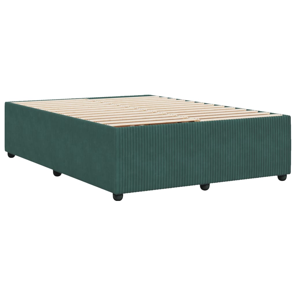 Estrutura de cama sem colchão 160x200 cm veludo verde-escuro