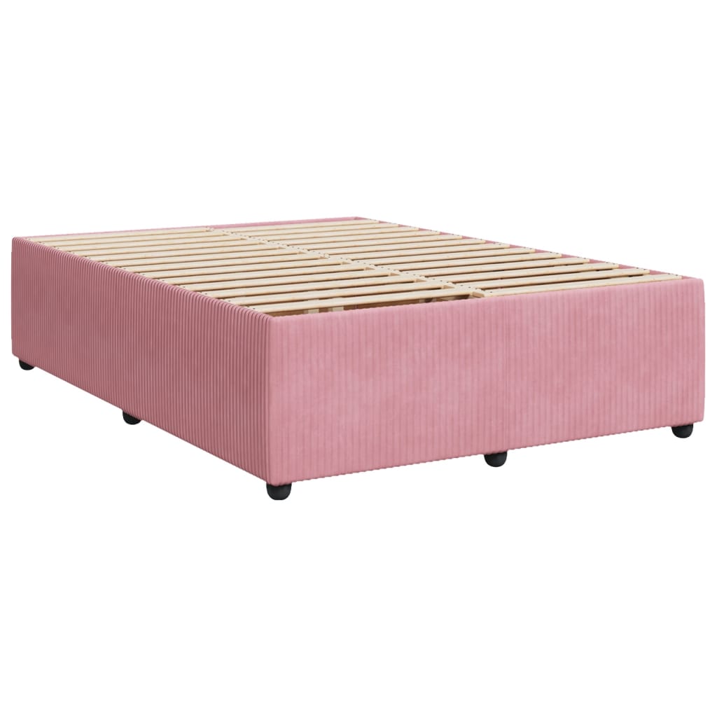 Estrutura de cama 160x200 cm veludo rosa