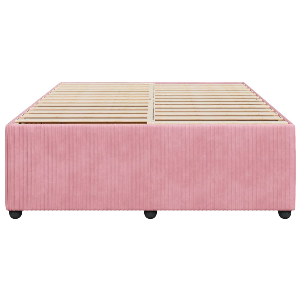 Estrutura de cama 160x200 cm veludo rosa