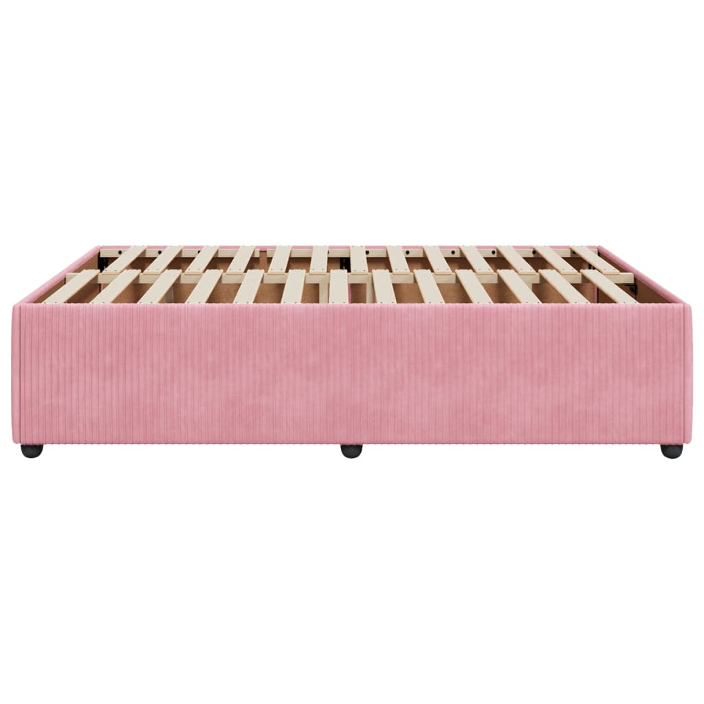 Estrutura de cama 160x200 cm veludo rosa