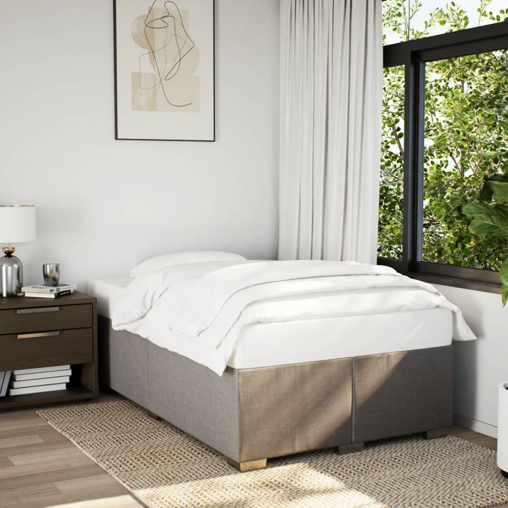 Cama boxspring c/ colchão 120x190cm tecido castanho-acinzentado