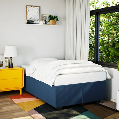 Cama boxspring com colchão 120x190 cm tecido azul