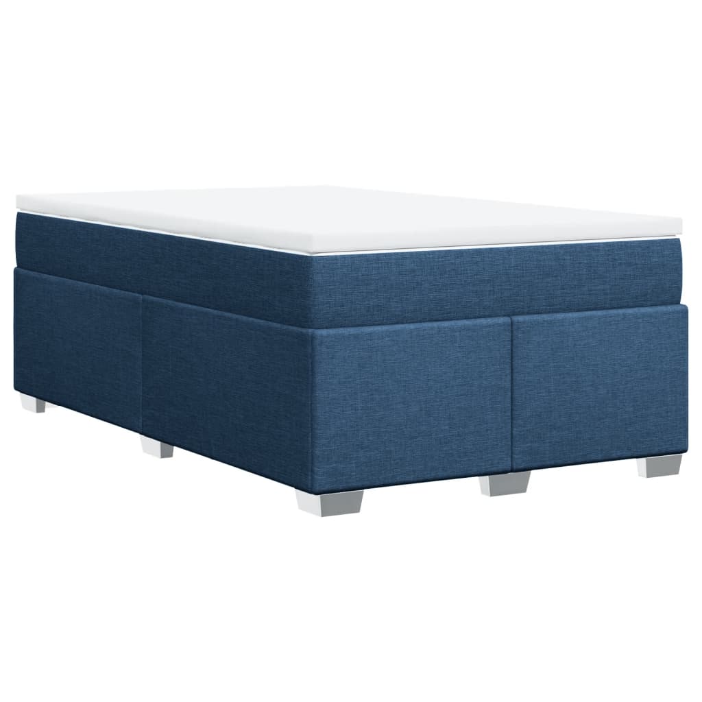 Cama boxspring com colchão 120x190 cm tecido azul