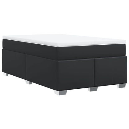 Cama boxspring com colchão 120x190 cm couro artificial preto