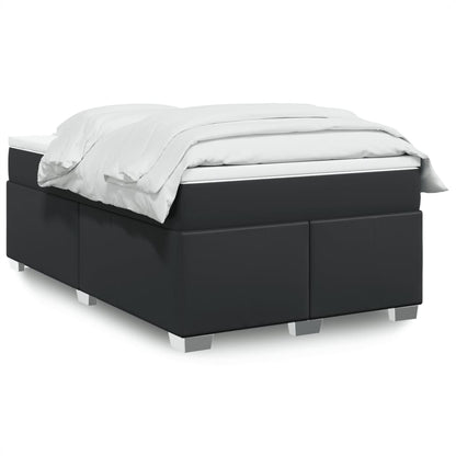 Cama boxspring com colchão 120x190 cm couro artificial preto