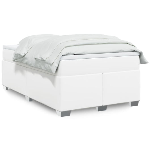 Cama boxspring com colchão 120x190 cm couro artificial branco