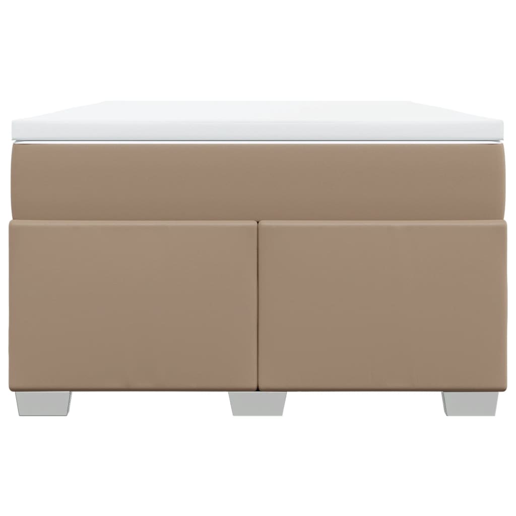 Cama boxspring c/ colchão 120x190cm couro artificial cappuccino