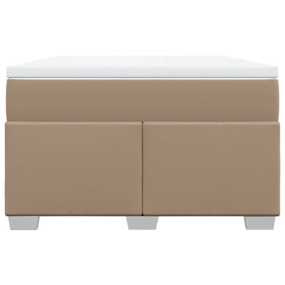 Cama boxspring c/ colchão 120x190cm couro artificial cappuccino