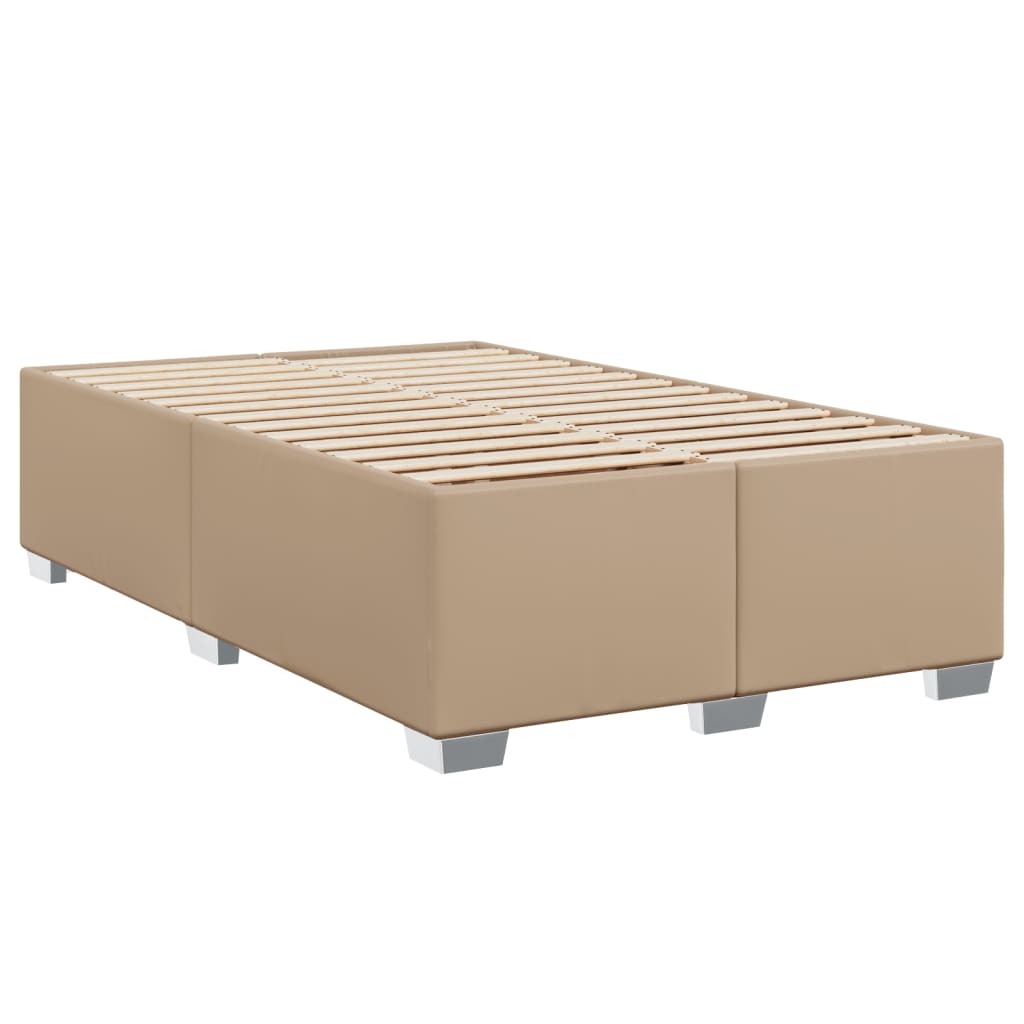 Cama boxspring c/ colchão 120x190cm couro artificial cappuccino