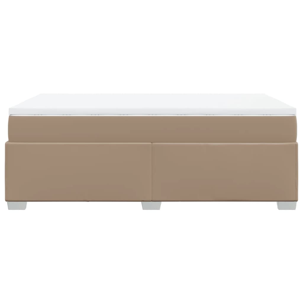 Cama boxspring c/ colchão 120x190cm couro artificial cappuccino