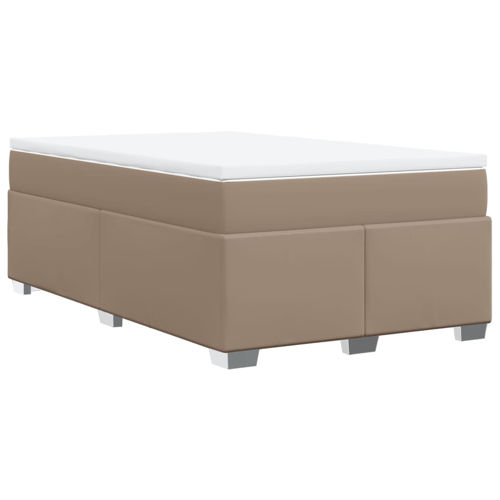 Cama boxspring c/ colchão 120x190cm couro artificial cappuccino