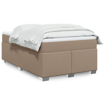 Cama boxspring c/ colchão 120x190cm couro artificial cappuccino