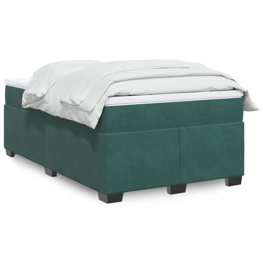 Cama boxspring com colchão 120x190 cm veludo verde-escuro