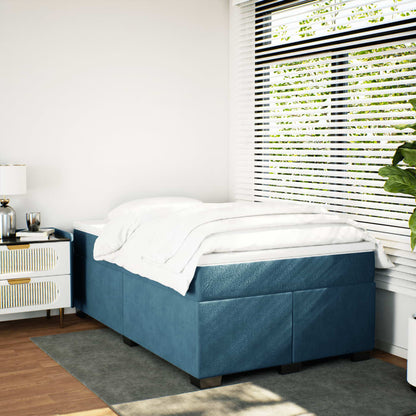 Cama boxspring com colchão 120x190 cm veludo azul-escuro