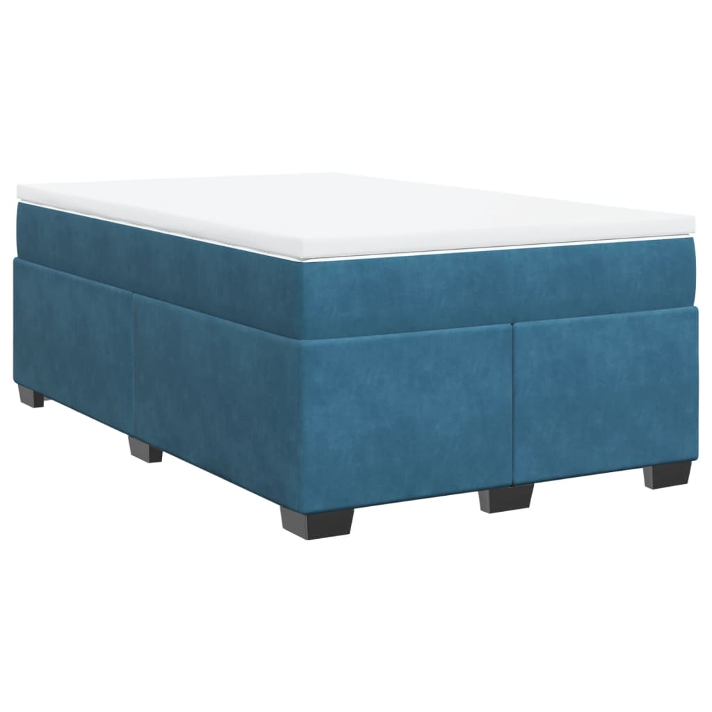 Cama boxspring com colchão 120x190 cm veludo azul-escuro