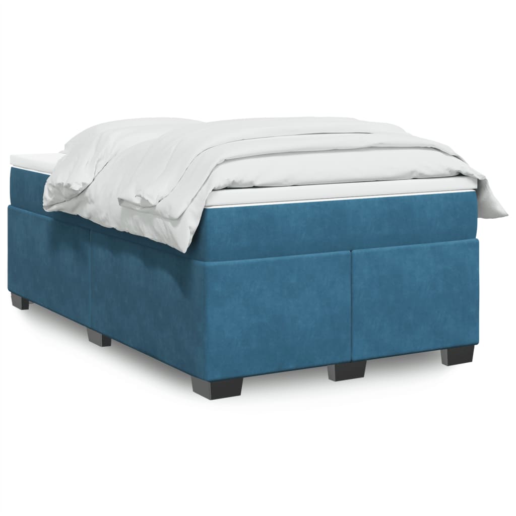 Cama boxspring com colchão 120x190 cm veludo azul-escuro