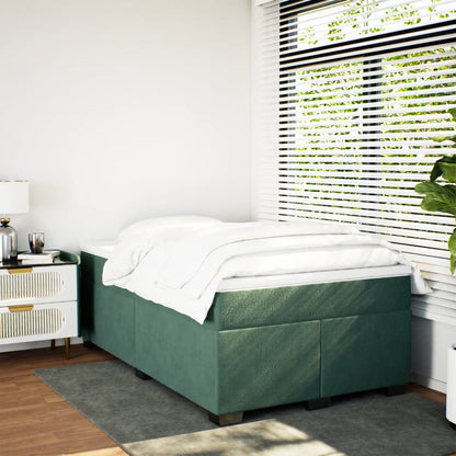 Cama boxspring com colchão 120x200 cm veludo verde-escuro