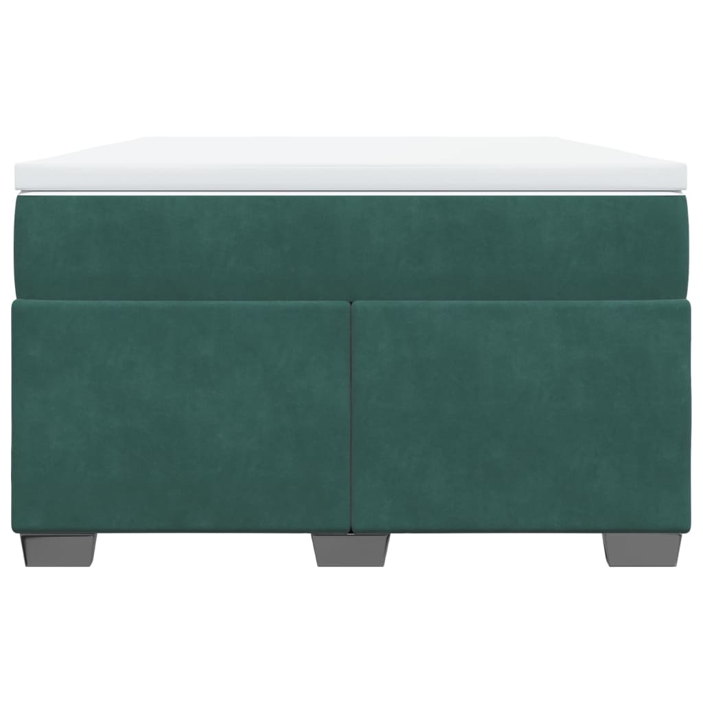 Cama boxspring com colchão 120x200 cm veludo verde-escuro