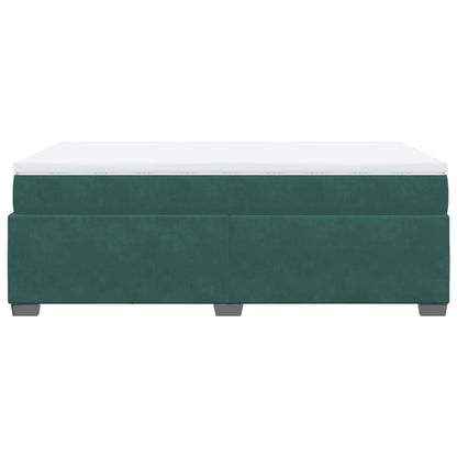 Cama boxspring com colchão 120x200 cm veludo verde-escuro