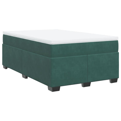 Cama boxspring com colchão 120x200 cm veludo verde-escuro