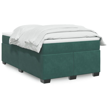 Cama boxspring com colchão 120x200 cm veludo verde-escuro